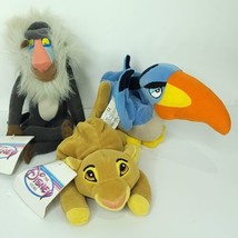 Disney Store Lion King Zazu Rafiki Simba Bean Bag Plush Set of 3 New - $33.65