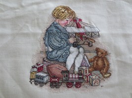 Unused LITTLE BOY WITH TOYS Counted Cross Stitch PANEL - 20-1/2&quot; x 20-1/2&quot; - $39.00