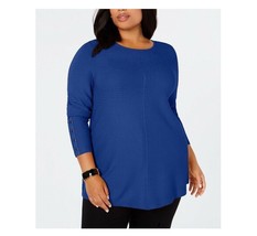 Alfani Womens Plus 3X Blue Ribbed Snap Detail Pullover Sweater NWT BW74 - £23.05 GBP