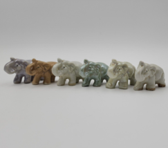 Vintage Lusterware Pearlescent Trunk Up Elephant Figurines - Lot of 6 - $29.02