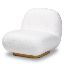 White Boucle Loop Chair Brushed Gold Base Modern Contemporary - £322.44 GBP
