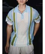 Men&#39;s Full Size Hollow Out Short Sleeve Contrast Knit Polo Plus Size - $35.49
