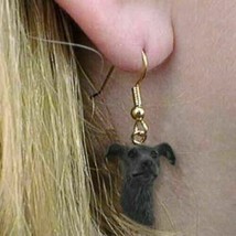VTG GREYHOUND BRINDLE Dog Head Earrings Jewelry Dangle Keepsakes Black R... - £13.05 GBP
