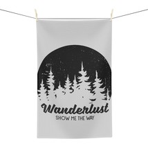 Pine Forest "Wanderlust" Tea Towel: Watercolor Print, Adventurous Home Decor, Na - £14.82 GBP