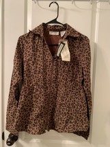 Lemon Grass Women&#39;s Leopard Animal Print Blouse Top Zip Size Small  - $31.36