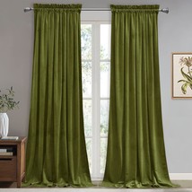 Olive Green Curtains For Bedroom, Rod Pocket Room Darkening Window Drapes Holida - £70.81 GBP