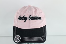 Vtg 90s Harley Davidson Spell Out Script Strapback Hat Cap Pink Cotton W... - $34.60