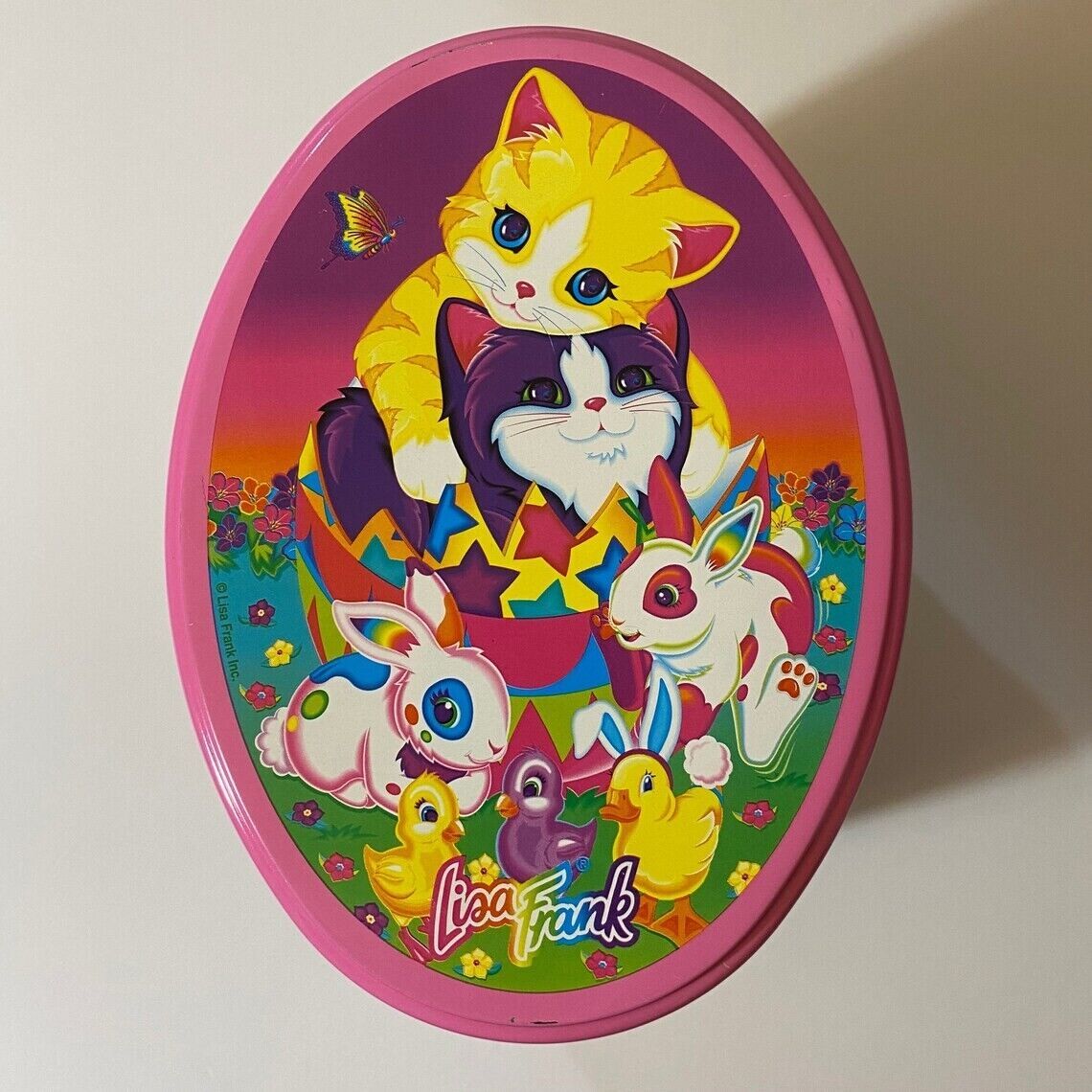 Primary image for Vintage Lisa Frank Easter Tin Kittens Bunnies & More