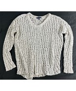 American Eagle Open Knit Sweater Small Beige Slouchy Lightweight Pullove... - $375.27 MXN
