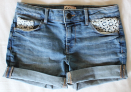Girls SO Brand Denim Jean Shorts Midi Mid Rise Cut Off Cuffed Lace Pockets ~12~ - £6.08 GBP