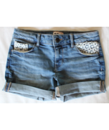 Girls SO Brand Denim Jean Shorts Midi Mid Rise Cut Off Cuffed Lace Pocke... - £5.74 GBP