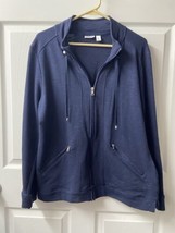 Croft and Barrow Full Zip Jacket Women XL Blue Fleece Zipped Pockets Lightweight - $19.79