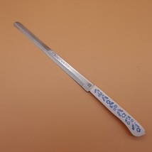 Vintage Household Japan Slicing Knife 9.5&quot; Blade Surgical Steel Blue Flo... - $12.97