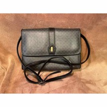 Vintage Liz Claiborne Black Leather &amp; Gray Shoulder Bag (1984) - £38.33 GBP