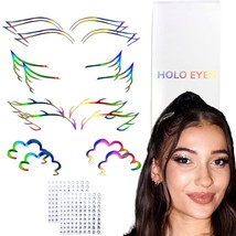 5 Designs 10 Sets Holographic Eye Makeup Stickers Festival Face Gems Temporary S - £45.51 GBP