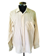 Bugatchi Uomo Shirt Men&#39;s Size Large Beige &amp; Ivory Floral Stripes Button... - $21.78