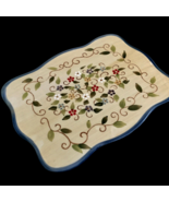 Vintage Floral Kitchen Trivet Scalloped Edge Hot Plate Flowers Ceramic Y... - $18.31