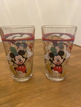 Two Mickie Mouse Party Glass by Gibson 5.75"tall GLASS China Disney Walt Disney - $13.86