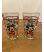 Two Mickie Mouse Party Glass by Gibson 5.75&quot;tall GLASS China Disney Walt... - £11.10 GBP