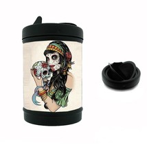 Black Metal Car Ashtray Skull D 1 Sugar Skull Day of the Dead Dia De Los... - $12.82