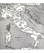 Map Of Italy Italian Peninsula Europe 1940s Print History Mediterranean ... - $41.15 CAD