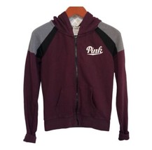 Victoria’s Secret Pink burgundy hoodie hooded zip up Track jacket  Women... - $20.68