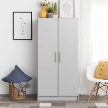 Bedroom Armoire Wardrobe Cabinet with Hanging Rail in Light Grey Wood Fi... - $7,784.92 MXN