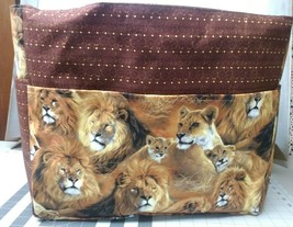 Lions Big Cats Leo Wildlife Lioness XL Purse/Project Travel Bag Handmade... - £37.07 GBP