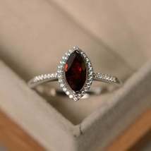 1.50Ct Marquise Cut Red Garnet 14K White Gold Finish Elegant Ring Gift For Women - £63.75 GBP