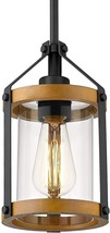 HANASS Farmhouse Wood Pendant Light, Black Glass Pendant Lighting for Kitchen Is - £23.48 GBP