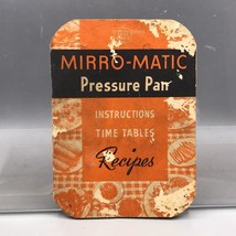 Vintage Mirro-Matic Pressure Pan Instructions Time Tables Recipes Cookbook mv - £10.04 GBP