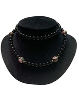 Rare! Vtg Genuine  Onyx, Cloisonné  Flowers Beads 14k Gold Beads  Neckla... - $113.90 CAD