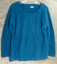 Sonoma Sweater Womens Large L Long Sleeve Pullover Teal Cable Knit Round Neck - £7.70 GBP