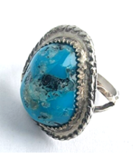 NATIVE AMERICAN  NAVAJO  925 STERLING SILVER TURQUOISE RING SIZE 5.25 - €67,60 EUR