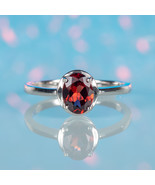 Minimalist 1Ct Natural Garnet Solitaire Ring - Red Gemstone Dainty Simpl... - £70.52 GBP