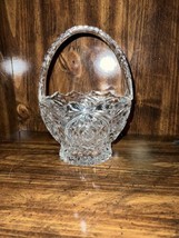 Glass Basket With Handle Pinwheel Type Design - $25.00