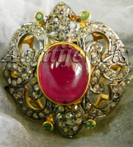 Victorian 2.20ct Rose Cut Diamond Golden Topaz Ruby Earrings Thanks Givi... - £451.93 GBP