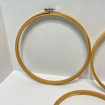Vintage Lot of 3 Light Wood Embroidery Adjustable Hoops 2 x 9&quot; 1 x 8&quot; - £11.44 GBP