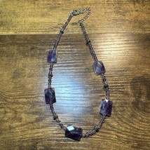 Amethyst Beaded Necklace Faceted 16” - £15.68 GBP