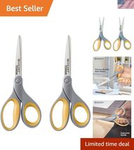 8-Inch Titanium Scissors For Office and Home, Yellow/Gray, 2 Pack - $16.58