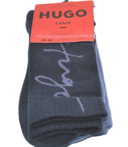 Hugo Hugo Boss 2 pack Men&#39;s Blue Logo Finest Cotton Socks  One Size 7-13 - £28.81 GBP