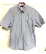Tommy Hilfiger L Small Check Blue Short Sleeve Button Down Mens Shirt - $277.08 MXN
