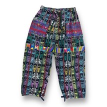 Boho Pants Embroidered Multi Pattern Multicolor Hippie Woven Baggy Festi... - £15.56 GBP