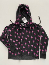 Chaser Pink Flamingo Hoodie Crop Sweatshirt Charcoal ( S )  - $71.02
