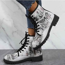 Alice&#39;s Adventures in Wonderland White Combat Ankle Boots EU 42 - £37.59 GBP