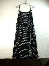 Free People Sheath Dress Womens Size 12 Black Polka Dot 100% Viscose Drawstring - £20.44 GBP