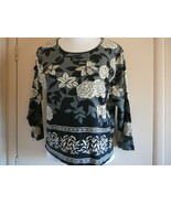 Women&#39;s Sweater Gray Floral Glitter Cotton Jane Ashley Size M - £5.82 GBP