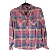 BDG Urban Outfitters Womens Flannel Shirt Cotton Plaid Pockets Pink Blue S - £11.38 GBP