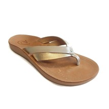 Olukai KAEKAE Womens Size 5 Slip On Leather Sandals Thong Flip Flops Tapa Gold - £45.25 GBP