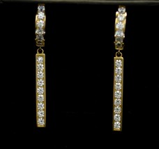 Created Diamond 14K Yellow Gold Huggie Drop Dangle Earrings  30mm/36mm - £118.69 GBP